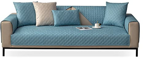 VanderHOME Anti-Rutsch Sofabezug Wasserdicht Sofa überwurfdecke für Verschütten Abnutzung und Riss Schützen Sofa Protector Schutz vor Haustier Katze Hunde 90 * 70cm-Hellblau/Rückenlehnen-1 PC