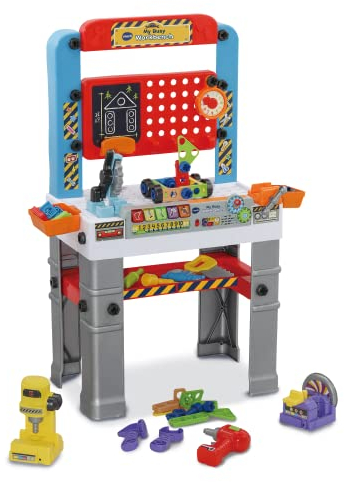 VTech My Busy Workbench, Interactive Toddler Toy, Pretend Play Tools, 100+ Pieces, Lights, Music & Sounds, Kids Gifts Age 3+