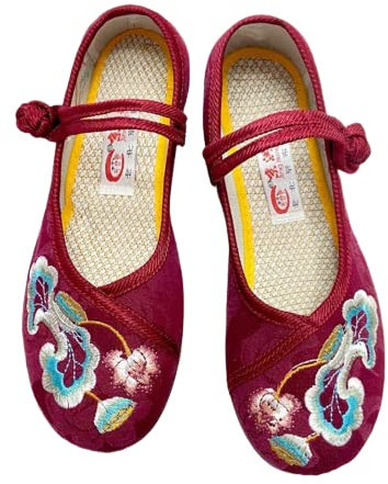 ZCRFYY Casual Punta a Punta Confortevole Ballerina a Piedi a Mano Ricamato Scarpe Cinesi Tradizionali delle Donne,Viola,38