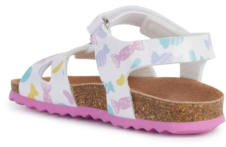 Geox Mädchen B Chalki Girl Sandal, White Multicolor, 27 EU