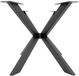 Natural Goods Berlin - Support de Table en Forme de Croix en Acier Massif - Pour Bureau, Table à Manger, Conférence, Bricolage - Avec Patins en Métal - 43 x 58 x 98 cm - Noir