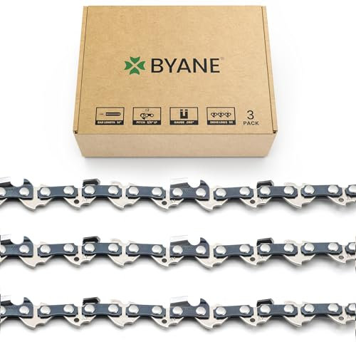 BYANE Sägeketten 35 cm, 3/8, 1.3 mm, 50 TG, geringe Rückschlagwirkung, passend für STIHL, MCCULLOCH, REMINGTON und mehr (3 Ketten)