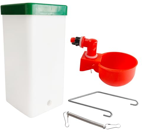 1L Hängende Hühnertränke mit Tasse und Halterung, automatisches Trinksystem, Kükenwasserbecher für Käfige (rot)