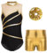 Kvysinly Glänzend Turnanzug Mädchen Gymnastikanzug Set Turnbody mit Haarband und Hose Ballettkleidung Tanz Training Dancewear W Gold 134-140