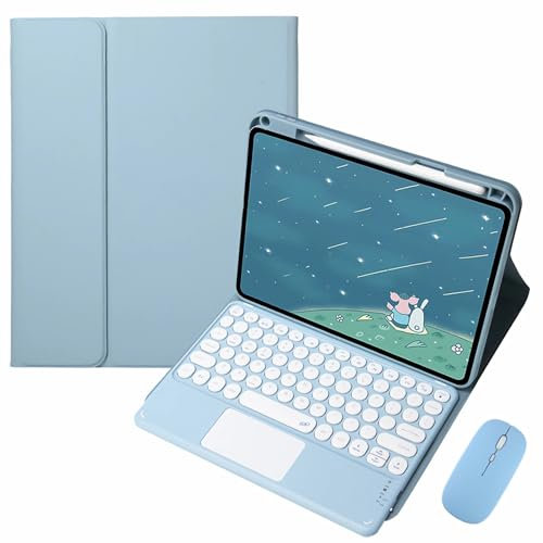 GUPENAA Funda con Teclado para iPad Pro de 13 Pulgadas (M4) 2024 con Trackpad, Contiene Ñ, Portalápices Integrado, Teclado Bluetooth Inalámbrico Magnético Desmontable con Ratón,Blue 2