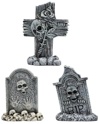 AOpghY Miniaturas de Halloween de 3 Piezas/Set, lápiz de Resina Realista, lápidas de tumbas de Halloween Halloween de 3 Estilo Halloween.