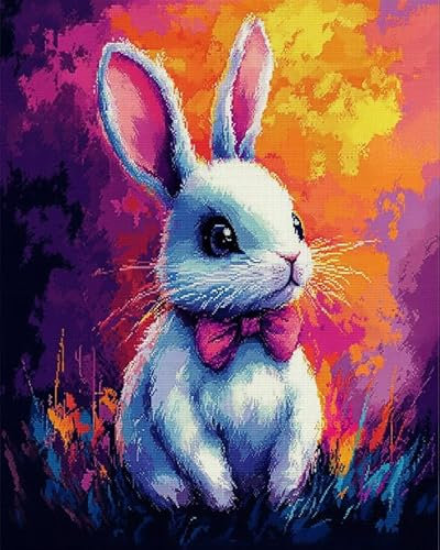 ANSIWEIGO Malen-nach-Zahlen-Set für Erwachsene,Bemalter Hase,einfaches Malen nach Zahlen zum Selbermachen,Acrylbild,Kunst und Handwerk,40x50 cm,ohne Rahmen