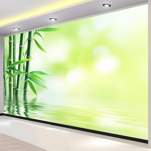 Beauté Naturelle Papier Peint Panoramique bambou vert Décoration Mural 300 x 210 cm Poster Papier Peint Intissé Murales Salon Chambre á Coucherr Bureau Décor à La Maison