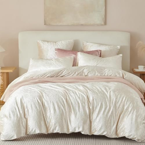 Lanqinglv Beige Bettwäsche 135x200 cm Biber Flauschig Glänzend Plüsch Flanell Winter Warme Wendebettwäsche Set ÖKO-TEX Bettbezug mit Reißverschluss und 1 Kissenbezug 80x80cm