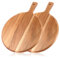 LDXDRU Lot de 2 assiettes à pizza rondes de 30,5 cm - Planche à découper en bois avec poignée - Plaque à pizza - Planche à charcuterie au fromage - Assiettes en bois pour pizza, tartes flambées