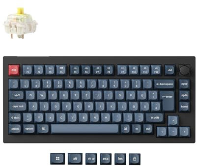 Keychron V1 Max Teclado mecánico inalámbrico, 82 teclas RGB, 2,4 GHz/Bluetooth/USB, QMK/VIA programado, conmutador Gateron Banana intercambiable en caliente, disposición DE-ISO para Mac y Windows