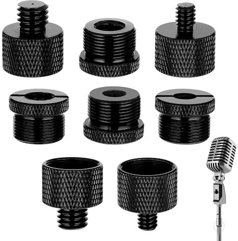 8PCS Mic Stand Adapter Aluminum Alloy Mic Screw Adapter 5/8 Female to 3/8 Male 3/8 Female to 5/8 Male 5/8 Female to 1/4 Male 1/4 Female to 5/8 Male Thread Adapter for Microphone Mount Tripod Stand