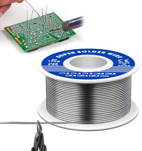DWFEYOI stagno per saldare elettronica, filo a saldare senza piombo, filo di saldatura a nucleo di colofonia, solder wire Con flussante, 100g/0.8mm, per saldatura elettrica riparazione