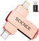 SCICNCE Unidad flash de 512 GB diseñada para iPhone, memoria USB para fotos, videos, Plug and Play, no requiere aplicación, compatible con iPhone, iPad, Android y computadoras (oro rosa)