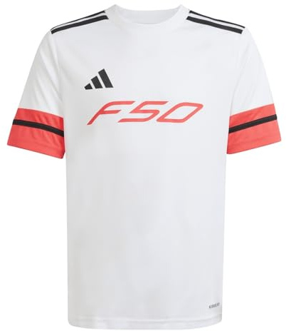 adidas Unisex Kids F50 Jersey Short Sleeve Kids, White/Lucid red/Black, 9-10 Years