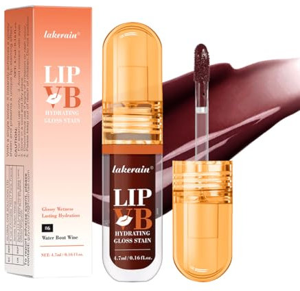 Hydrating Lip Gloss Stain – Moisturising & Nourishing Lip Oil, Non-Sticky Long-Lasting Jelly Liquid Lipstick, Lip Tint & Glaze, Makeup Gift for Women (Colour, # 06)