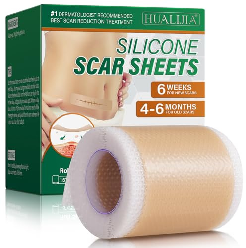 Silicone Scar Tape (1.6”x 75”Rolle-1.9M), Silikonpflaster für Narben, Silicone Scar Sheets, Reduziert Keloid, Operations, Kaiserschnitt und Aknenarben - Wiederverwendbar, Selbstklebend und Wasserfest