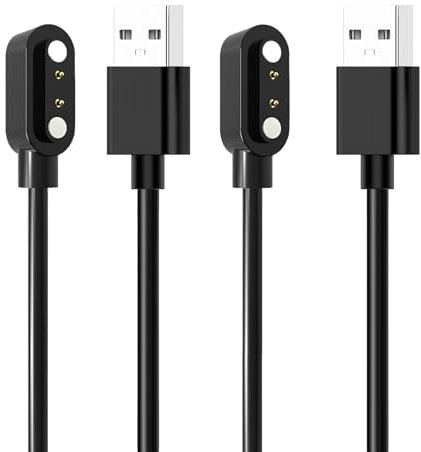 Universal Smartwatch Ladekabel Magnetisch, 4 mm Universeller Smartwatch Zubehör USB 2 polig Magnetisch Ladegerät für Verschiedenen Smartwatches Fitness Trackern, 4mm Polig Pitch, 60cm, 2 Stück