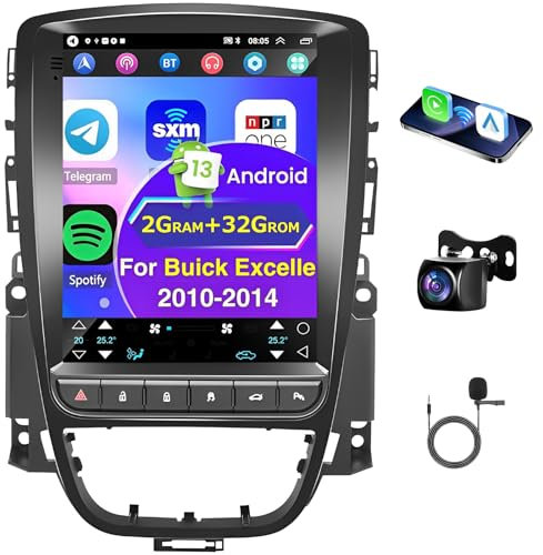 Surakey 2G+32G Android 13 Autoradio für Buick Excelle/Opel Astra J 2010-2014 mit Wireless CarPlay Android Auto 9.7 Zoll Radio mit Bluetooth GPS WiFi FM RDS Lenkradkontrolle Mikrofone Rückfahrkamera
