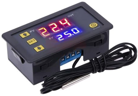 KIMISS Interruttore del Termostato Digitale con Sonda Impermeabile Ad Alta Precisione Modulo di Temperatura di Temperatura -50-110 ℃ per Serra Rettile (110V-220V)