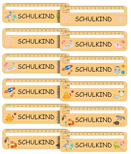 Nezyo 12 Lesehilfe mit Lineal Holz 15 cm Einschulungsgeschenk Schulbeginn | Lesezeichen, Leselineal, SCHULKIND, Geschenk für Erster Schultag, Grundschule, Bücherliebhaber, Schultütenfüllung