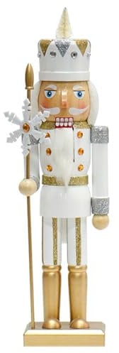 Qcbuegof Elegant Snowflakes Nutcracker Statue Delicate Golden Snowflakes Nutcracker Ornament Christmas Decorative Table Statue Outdoor Christmas Statue