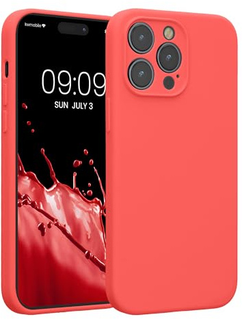 kwmobile Case Compatible with Apple iPhone 14 Pro Max Case - Slim TPU Silicone Phone Cover - Soft Touch Finish - Neon Coral