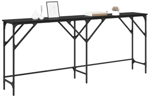 vidaXL Console Table Black Oak 180 x 30 x 75 cm Engineered Wood