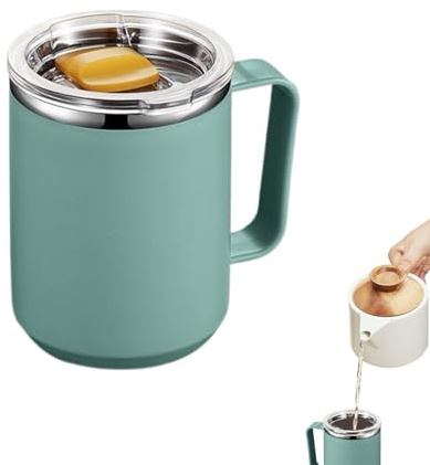 Thermal Coffee Mug with Handle, 450ml Double Wall Insulation Stainless Steel Coffee Mug Tumbler with Lid for Hot & Cold Drinks, Protable Reusable Water Cup for Men Women Home Office Travel Camping