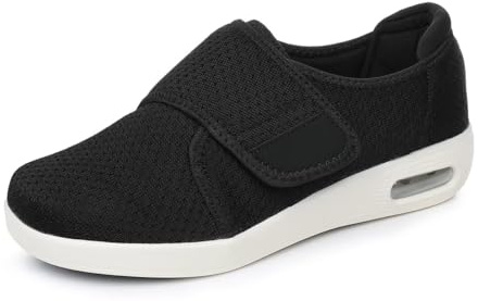 VibeCraft Chaussures Diabétiques Orthopédiques pour Homme et Femme,Adaptées aux Pieds Gonflés et Sensibles,Semelle Anti-Dérapante,Fermeture à Scratch Réglable pour Pieds Gonflés