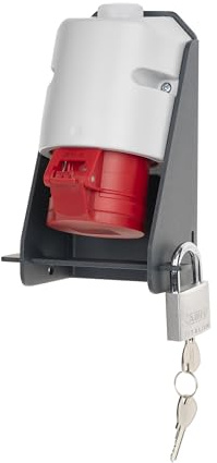 Kreainvent CEE Steckdose abschließbar – Industriesteckdose mit Aluminium-Gehäuse & Vorhängeschloss – Wandmontage (11 kW (400 V, 16 A, 3-phasig))