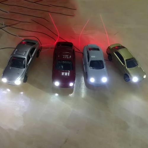 10 pezzi scala N illuminato modello auto set per ferrovia & costruzione layout - 1:160 plastica strada scena accessori 12V LED, colori casuali