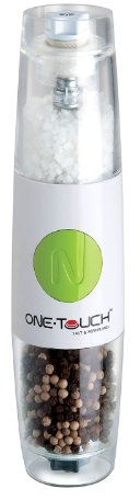 San Ignacio 99694010 Molinillo eléctrico, Incluye Dos recipientes, Apto para moler Cualquier Tipo de Especia, Color Blanco/Verde, Vidrio