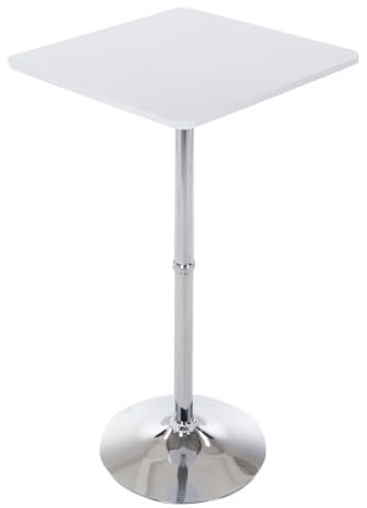CLP Stehtisch Quadratisch I Eckige Tischplatte 60 X 60 cm | Stabiles Metallgestell, Farbe:weiß