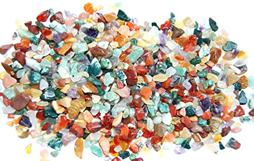Edelsteine, polierte Trommelsteine, bunte Mischung, Größe mini, ca. 0,5 cm, 500 g-Beutel (17,90 €/kg), incl. 36seitige Broschüre