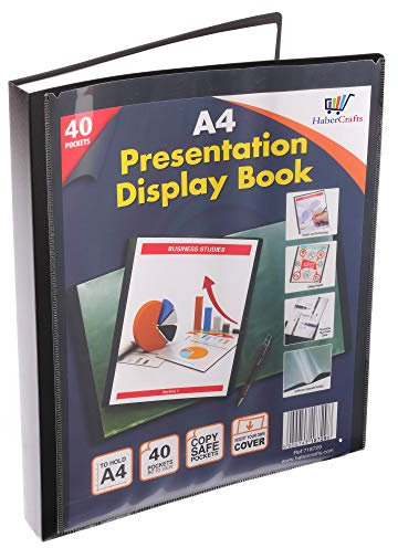 A4 Sichtbuch Zeugnismappe 40 Taschen Sichtmappe mit Plastiktaschen Präsentationsmappe mit Kunststoffhüllen Polly Pocket Ordner Datei (A4 Größe - 40 Taschen - 80 Ansichten - 3 Sichtbücher)