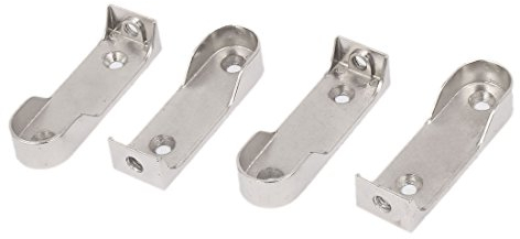 sourcing map Armario de ropa barra colgante brida de apoyo Soporte de plata del tono 4pcs 63x20x14mm