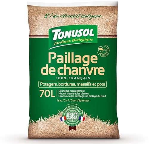 Tonusol Paillis de Chanvre Biologique - Paillage Spécial Potager 70 Litres TON-CHANBIO