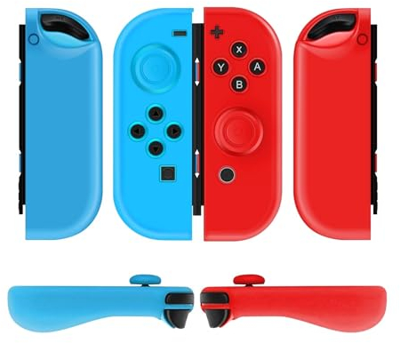 TNP Switch Joy Con Hülle für Nintendo Switch Joy Con Controller, Silikon Grip Skin Cover Case für Joycon Controller, Silikonhülle/Schutzhülle mit Joystick Kappen, Spielzubehör, 2er-set, rot/blau