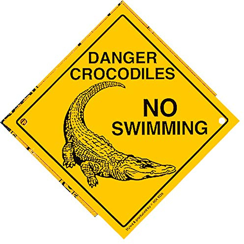 Schild mit Saugnäpfen - DANGER CROCODILES - 309136 - Gr. ca. 15 x 15 cm