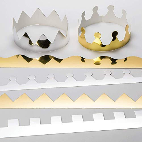 Baker Ross Metallic-Kronen - Gold & Silber - für Kinder zum Basteln und Dekorieren zum Kindergeburtstag und Karneval - 12 Stück, gold/silber, 57 cm, EV299