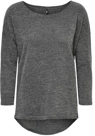 ONLY NOS Women's Onlalba 3/4 Top JRS Noos T-Shirt, Grey (Dark Melange Dark Melange), Small