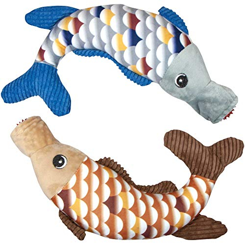 Hundespielzeug Plüsch Fisch mit Ball und Quietscher Größe ca. 36 x 7 cm
