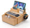 Bamboo Charging Dock Rack, Wooden Charging Station Organizer with Lined Tray & Drawer, Desktop Dock Organizer, Compatible with Tablet, Cell Phone, Earbuds, Smartwatch, Pezin & Hulin