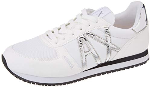 Armani Exchange Damen Rio Side Logo Sneaker, White Silver, 40 EU