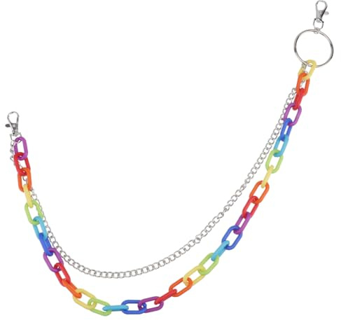 Amosfun Bunte Taillenkette Regenbogen Hosenkette Damen HüFtkette 23.6 Zoll Modisches KöRperschmuck Accessoire FüR Jeans Und Hosen