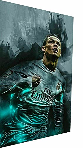 Magic Canvas Art - Bilder Cristiano Ronaldo CR7 Fußball Gemalt Sport Leinwandbild 1- teilig Hochwertiger Kunstdruck modern Wandbilder Wanddekoration Design Wand Bild – P5287, Größe: 40 x 30 cm
