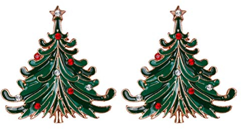 TENDYCOCO 2 Stück Vintage Weihnachtsbaum Brosche Strass eingelegte Brosche für Weihnachten Winter Party (XZ80)