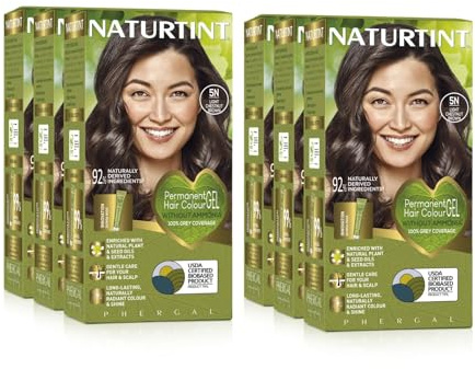 NATURTINT (SIX PACK) Naturtint Permanent Hair Colour 5N Light Chestnut Brown | Ammonia Free | Vegan | 100% Grey Coverage | Long Lasting Results