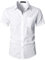 PARKLEES Men's Fitted Cotton Linen Casual Short Sleeve Button Up Shirts Lightweight Beach Tops with Pocket EU-PZLSC34-White Medium